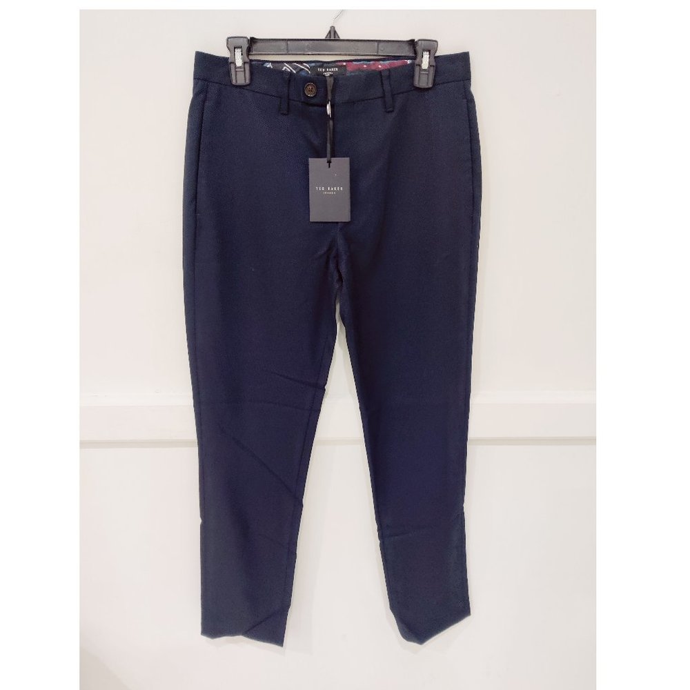 NWT Ted Baker London Semi Plain Trouser HEMSTRO Pant Navy Size 34 $205 JK236